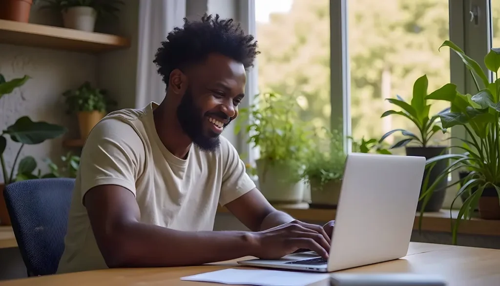 Business owner engaging in an online community on a laptop.